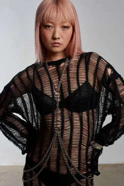 Armour Chain Harness Knit Maxi Dress
