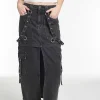 Bondage Denim Midi Skirt Black