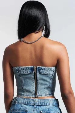 Buckle Denim Corset Top