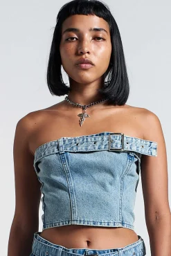 Buckle Denim Corset Top