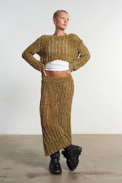 Cage Open Knit Maxi Skirt