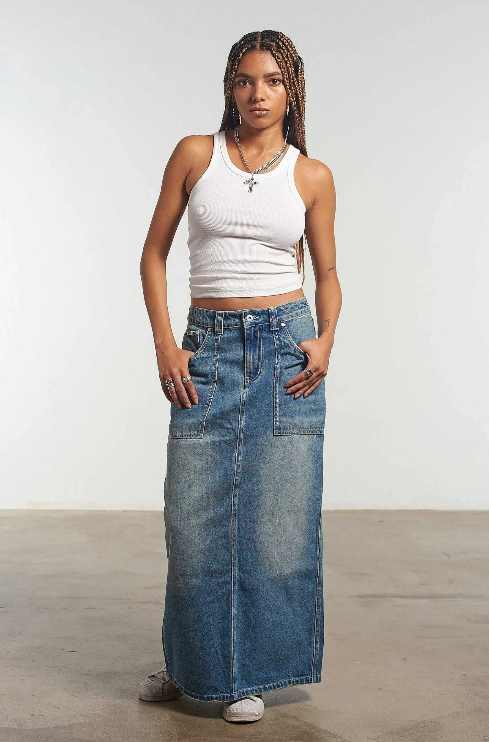 Carpenter Maxi Skirt Blue