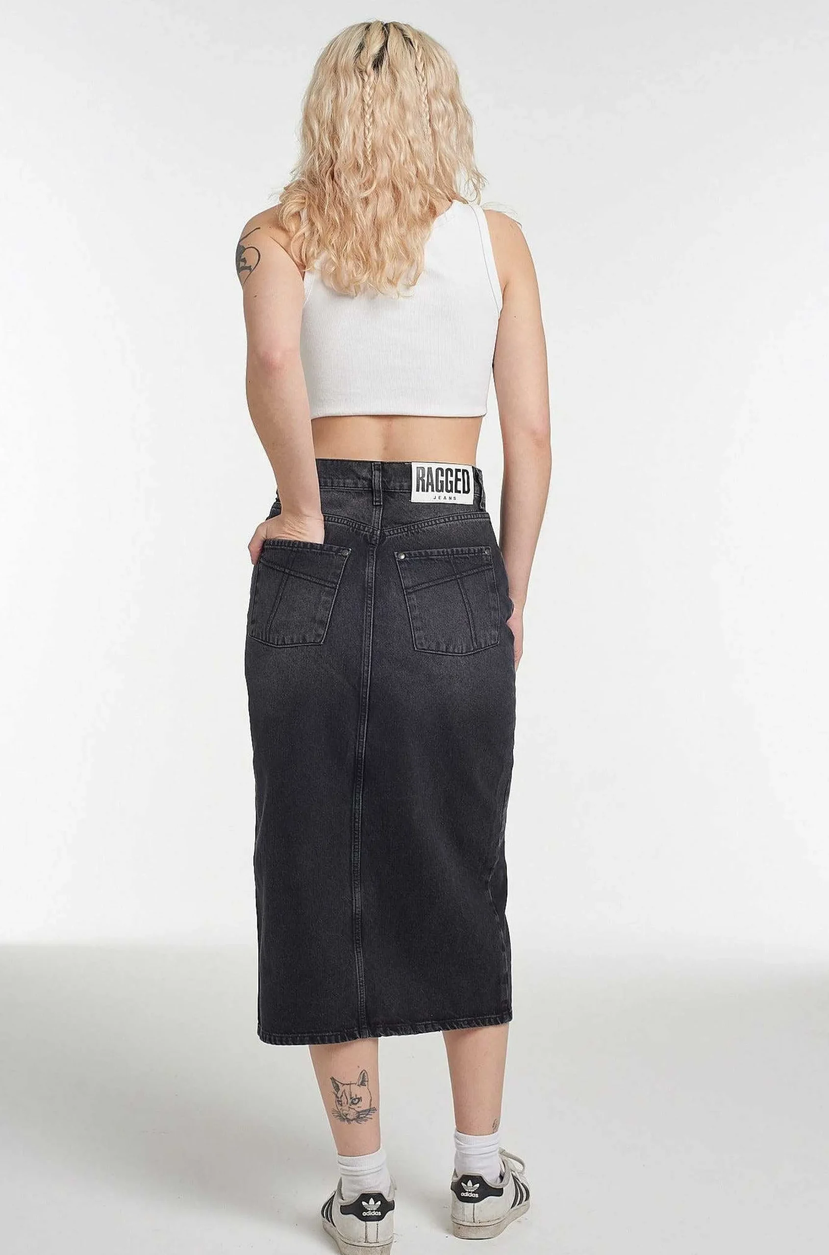 Denim Midi Skirt Black