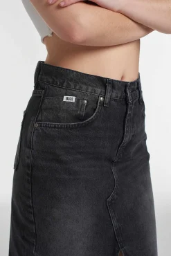 Denim Midi Skirt Black