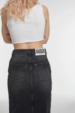 Denim Midi Skirt Black