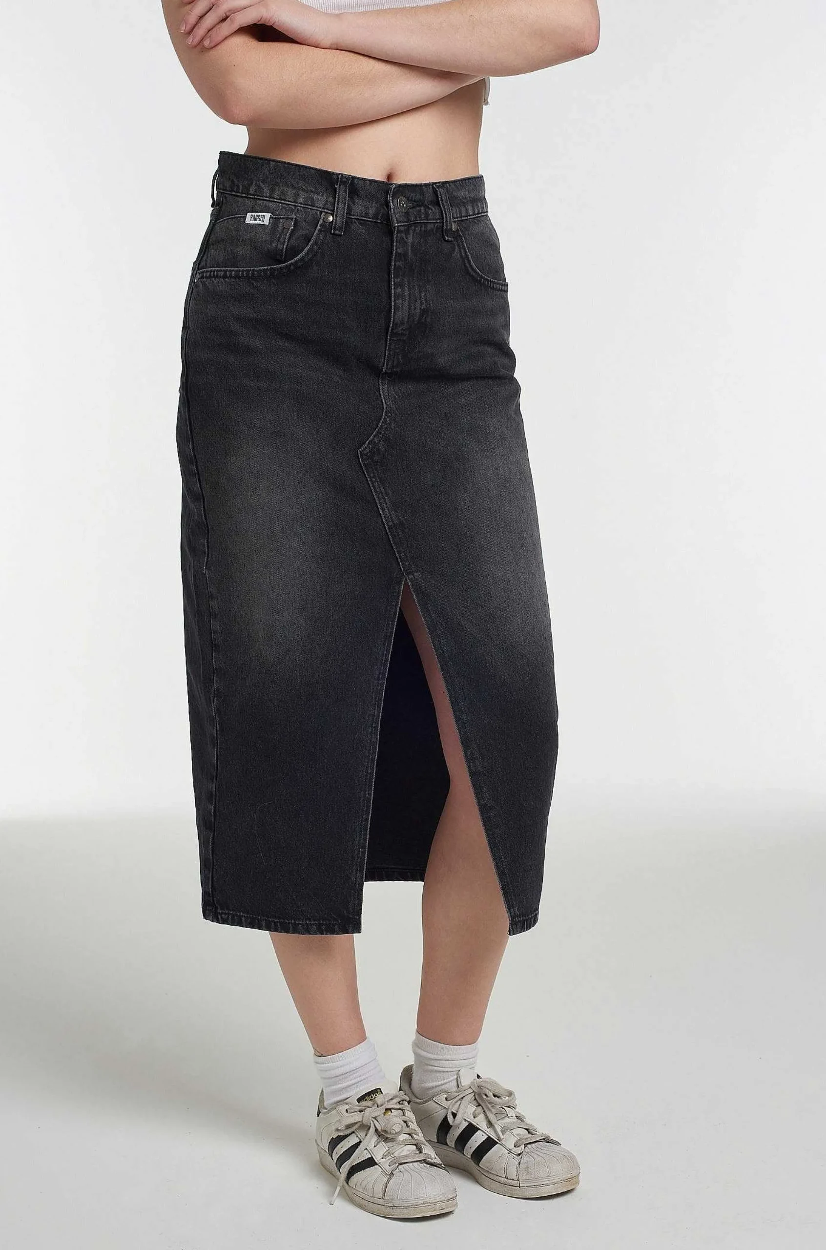 Denim Midi Skirt Black