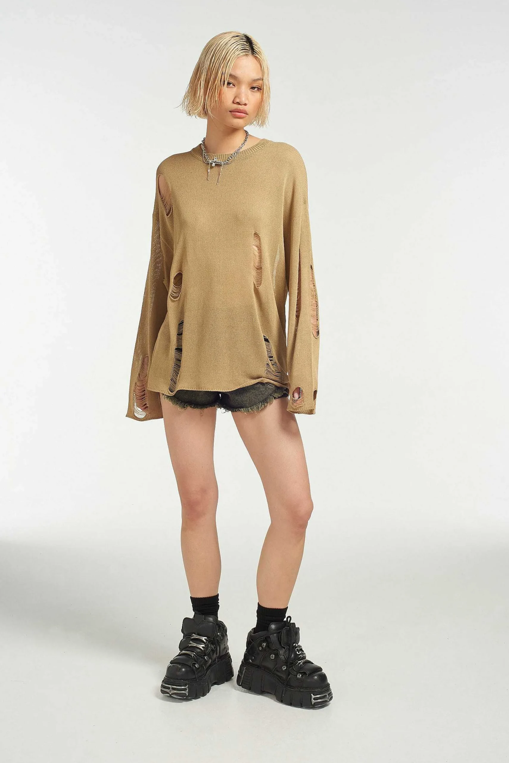 Drifter Distressed Open Knit Jumper