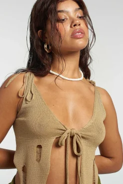 Hex Tie Front Top