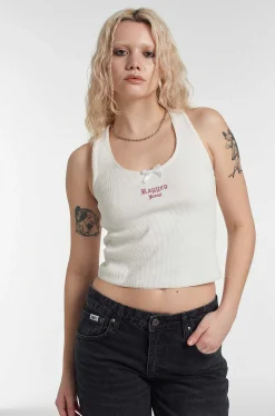 Lacey Ragged White Vest Top