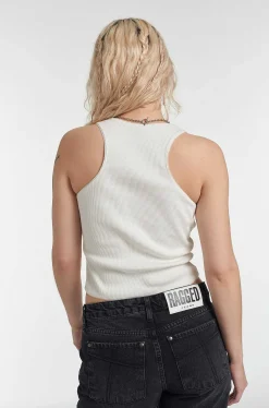 Lacey Ragged White Vest Top