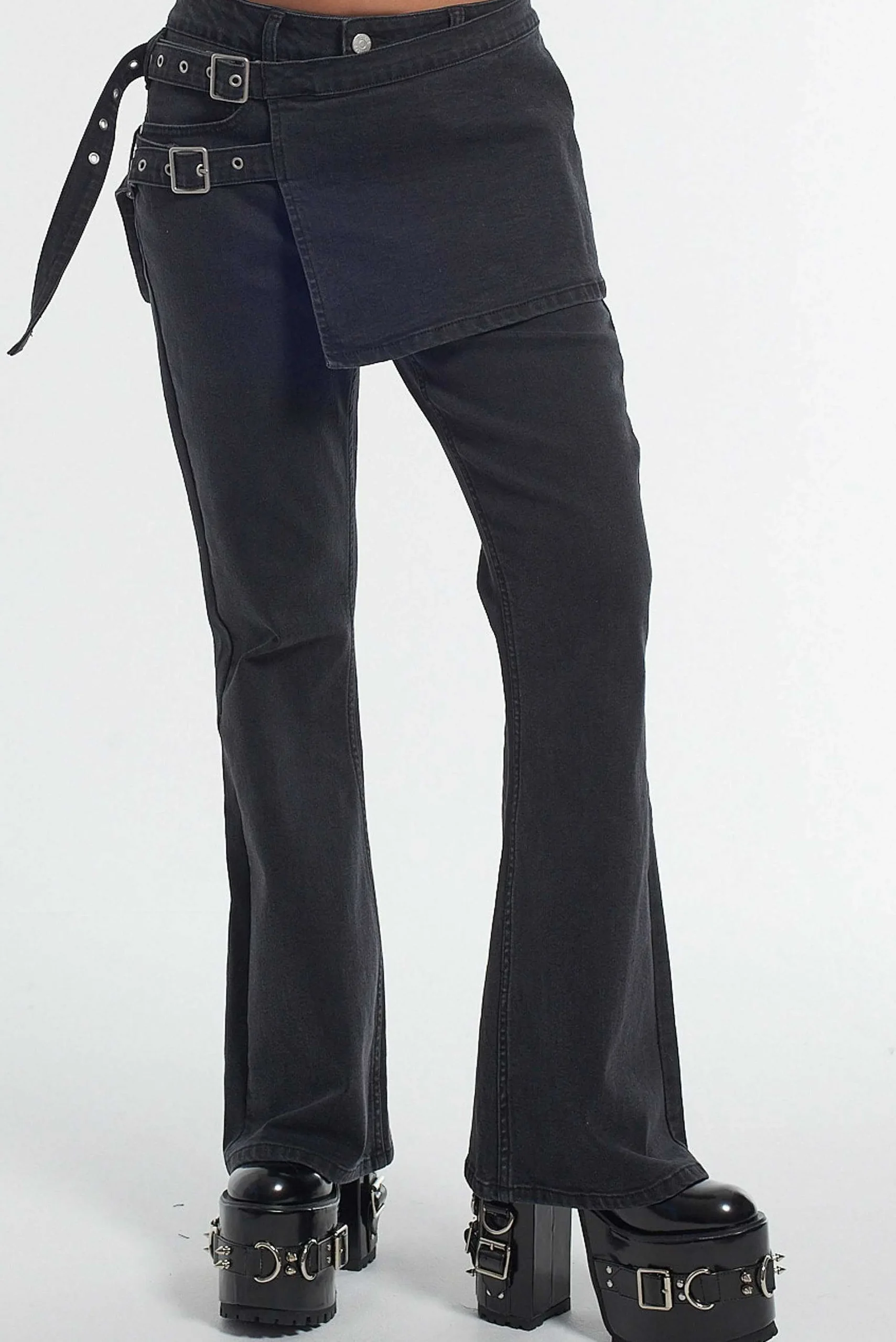 Low Rider Jean Skirt - Charcoal