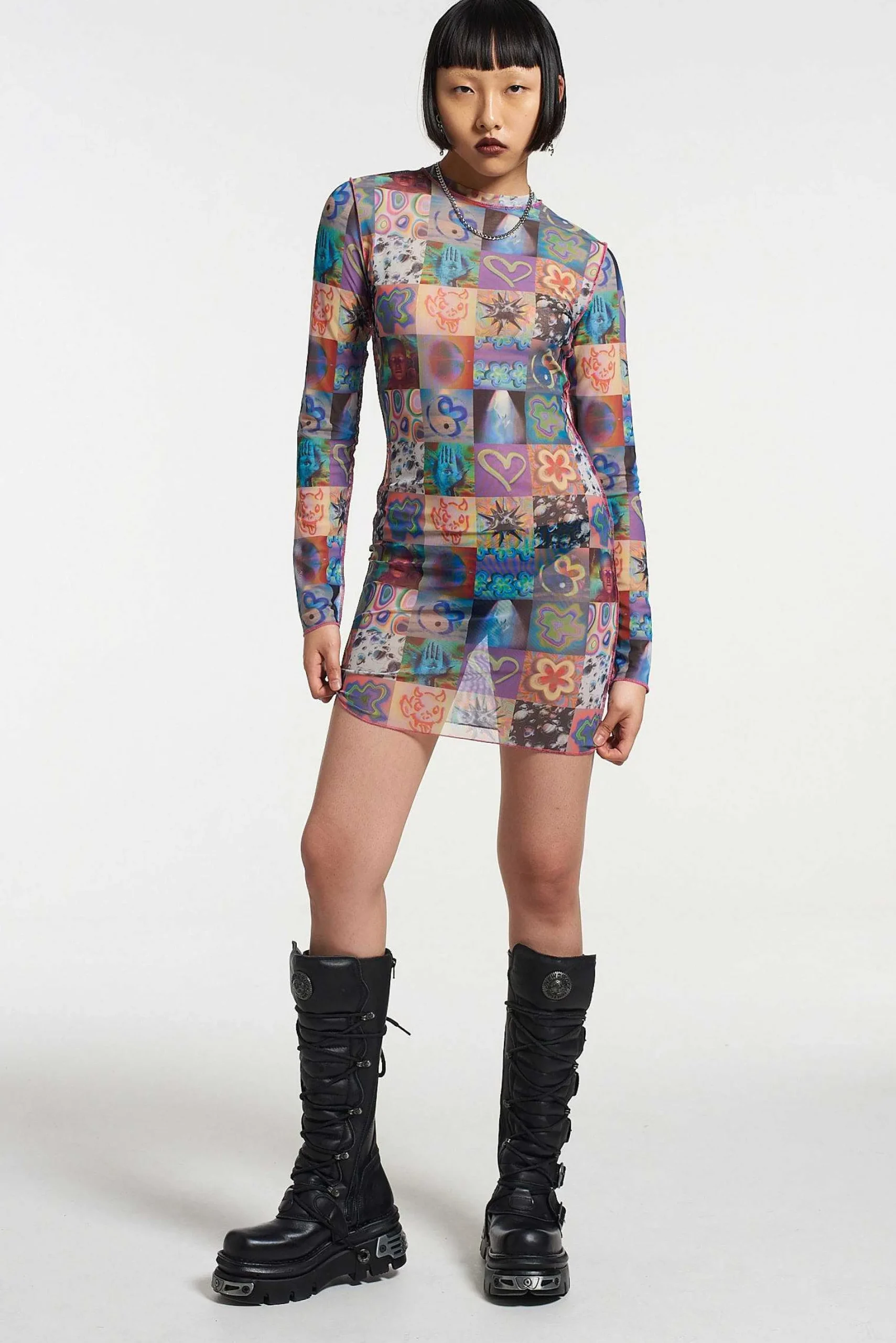 Memories Mesh Long Sleeve Dress