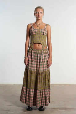 Mix Check Corset Top