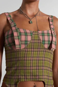 Mix Check Corset Top