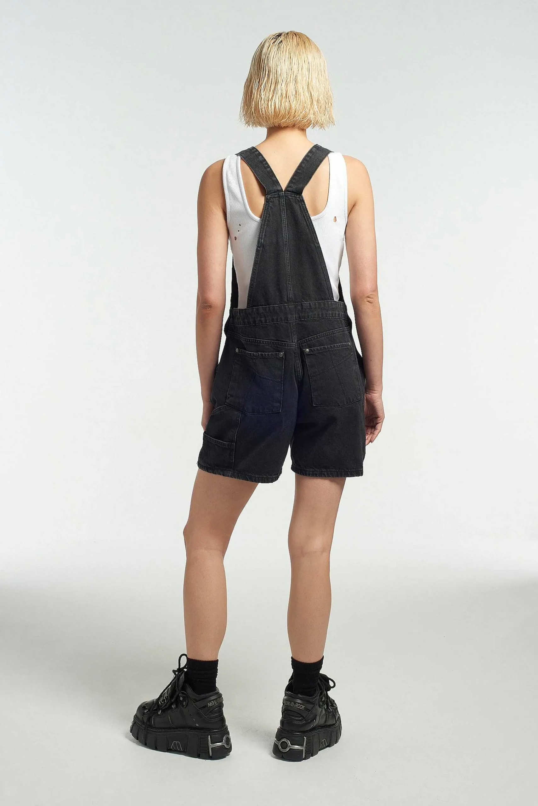 Ragged Black Dungaree Shorts