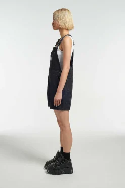 Ragged Black Dungaree Shorts