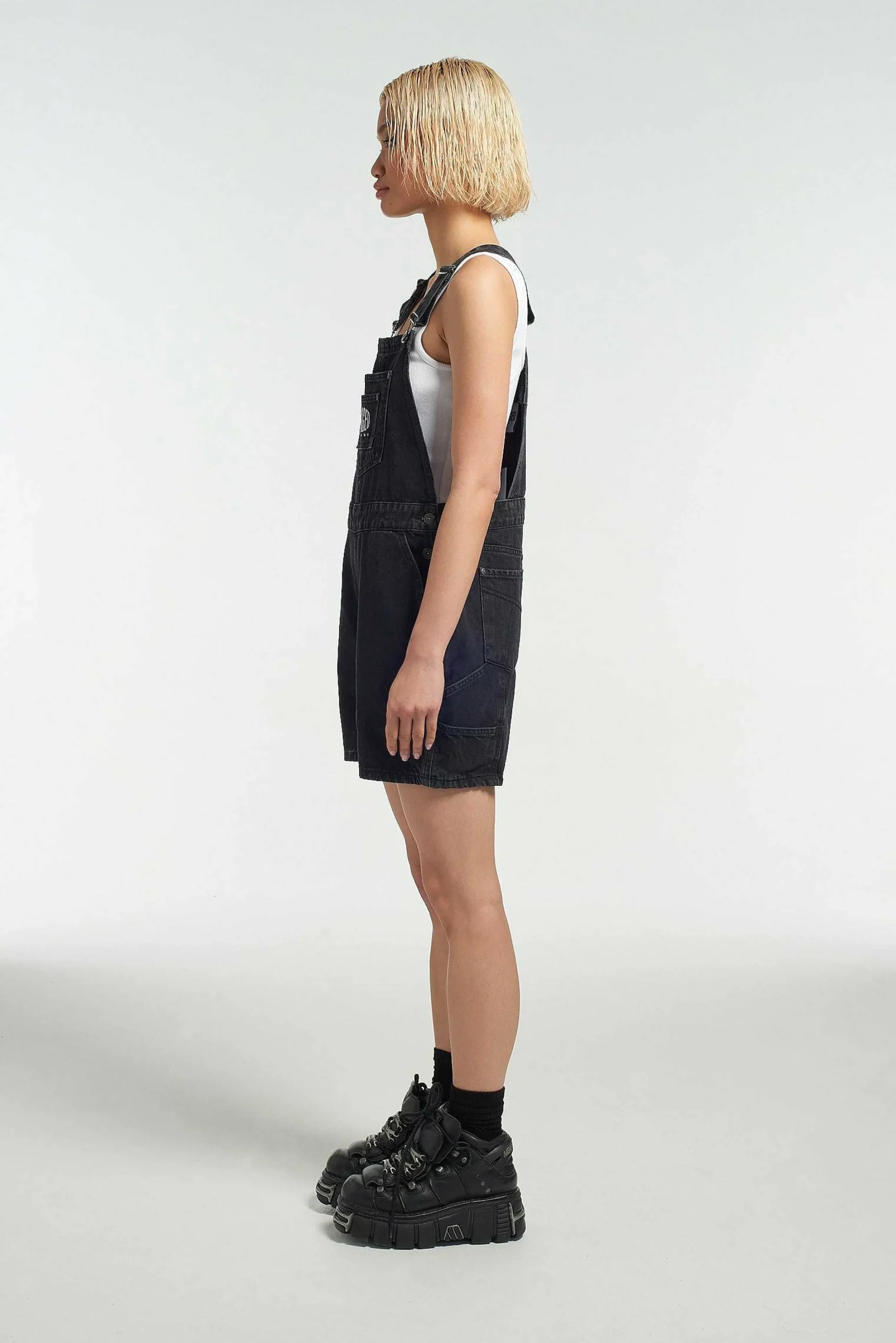 Ragged Black Dungaree Shorts