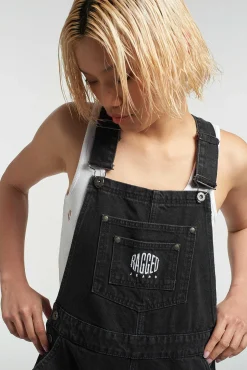 Ragged Black Dungaree Shorts