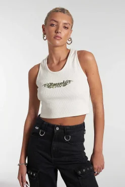 Ragged White Ribbed Vest Top