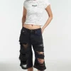 Ragged White Shredded Baby Tee