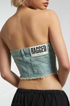 Roxy Denim Corset Top Blue