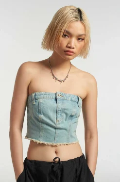 Roxy Denim Corset Top Blue