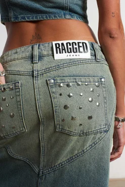 Siren Stud Denim Maxi Skirt