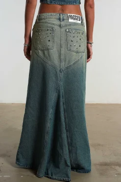 Siren Stud Denim Maxi Skirt