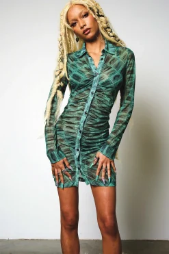 Vocal Mesh Shirt Dress