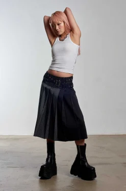Warrior Pleated Midi Skirt