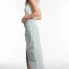 Zip Combat Maxi Skirt Stonewash